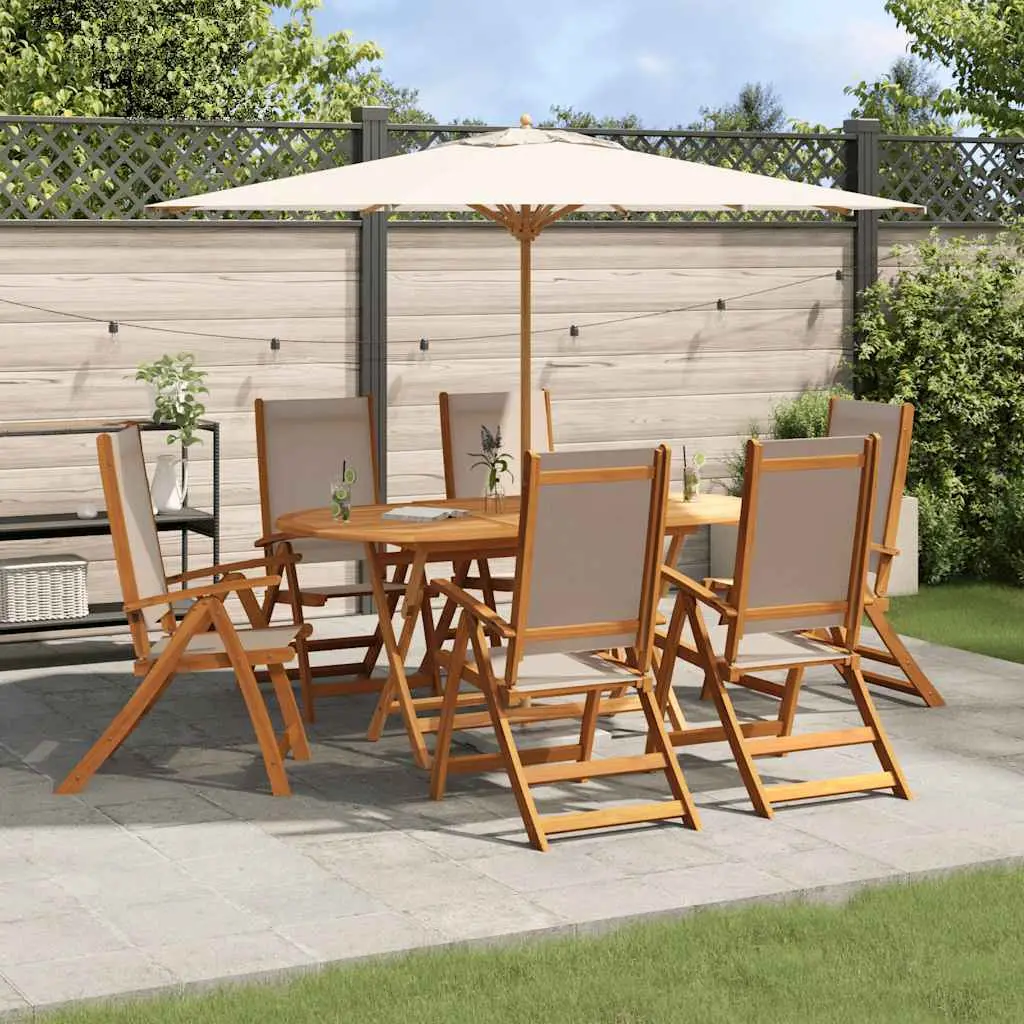 Ensemble à Manger de jardin 7pcs bois d’acacia solide textilène vidaXL 3279312