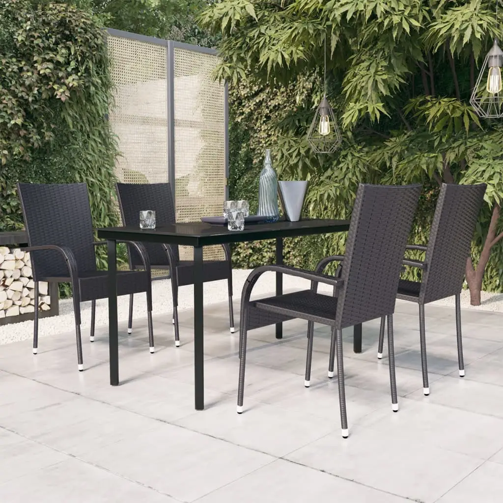 Ensemble à manger de jardin 5 pcs Noir vidaXL 3099379
