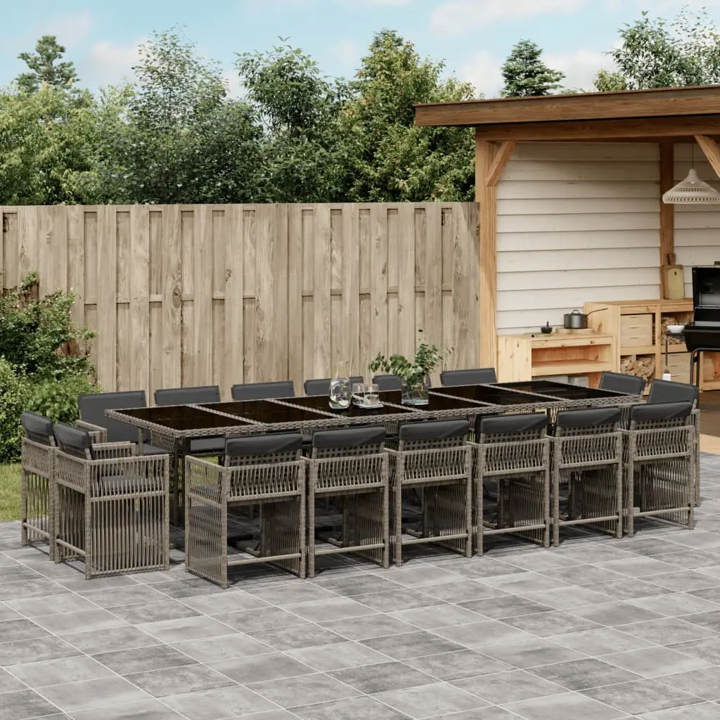 Ensemble à manger de jardin 17 pcs et coussins résine tressée vidaXL 3211784