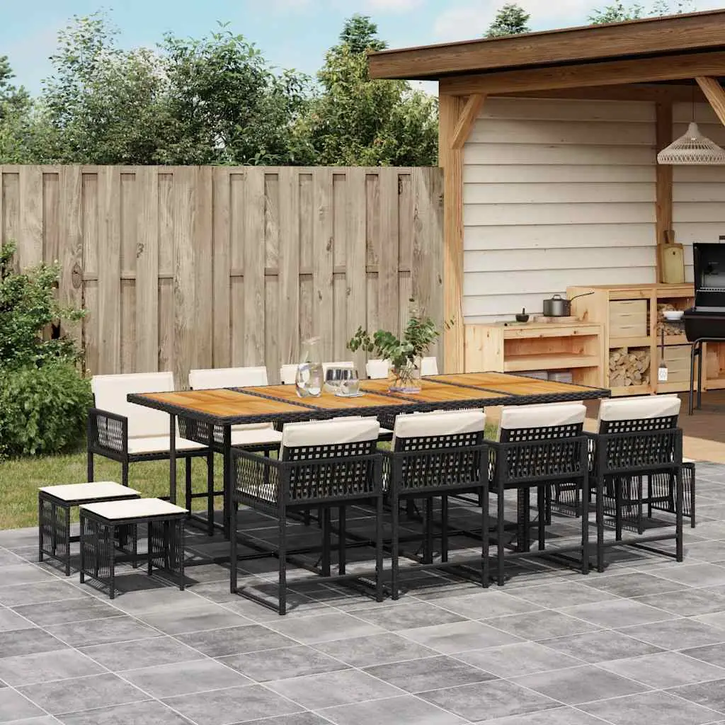 Ensemble à manger de jardin 13 pcs coussins noir résine tressée vidaXL 3211527
