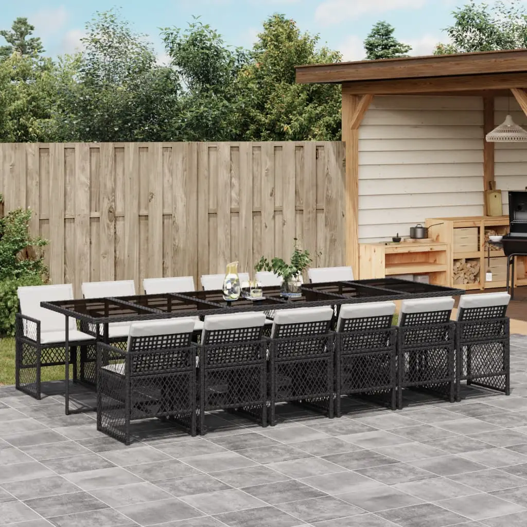 Ensemble à manger de jardin 13 pcs coussins noir résine tressée vidaXL 3210762