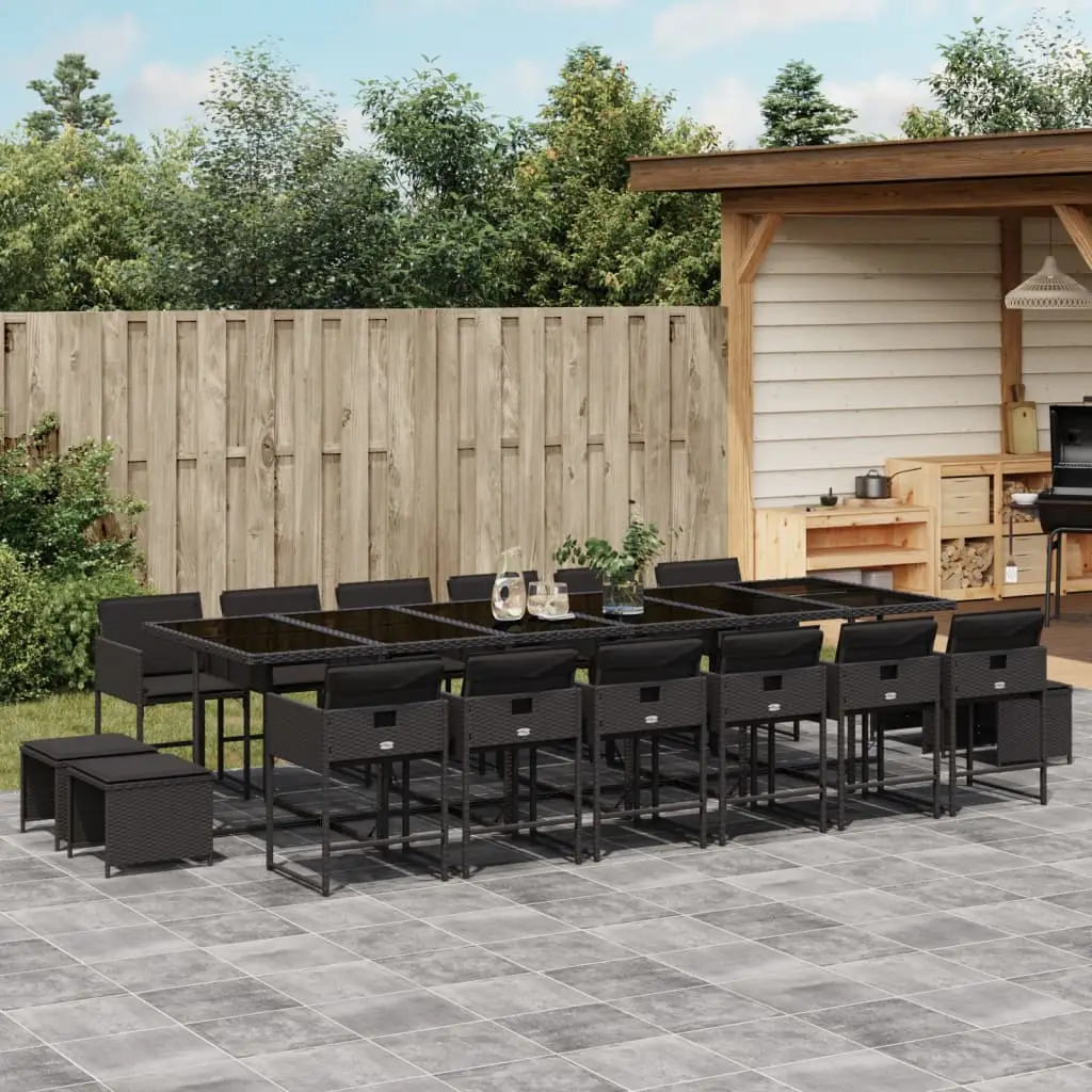 Ensemble à manger de jardin 17 pcs coussins noir résine tressée vidaXL 3211363