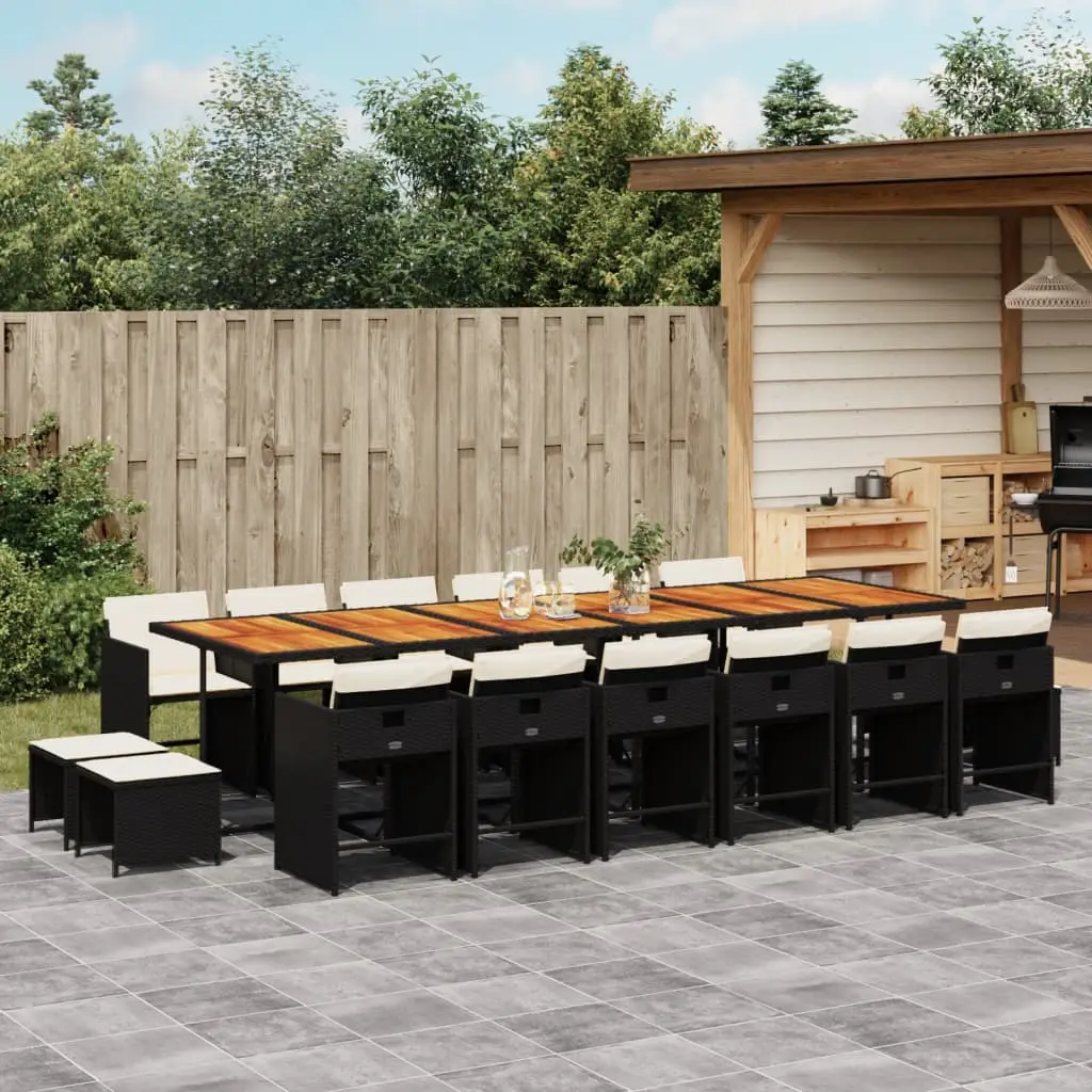 Ensemble à manger de jardin 17 pcs coussins noir résine tressée vidaXL 3211191