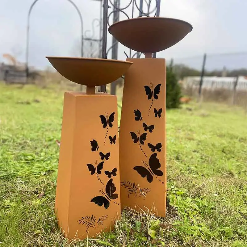 Ensemble 2 vasques plantes papillons 36x82cm