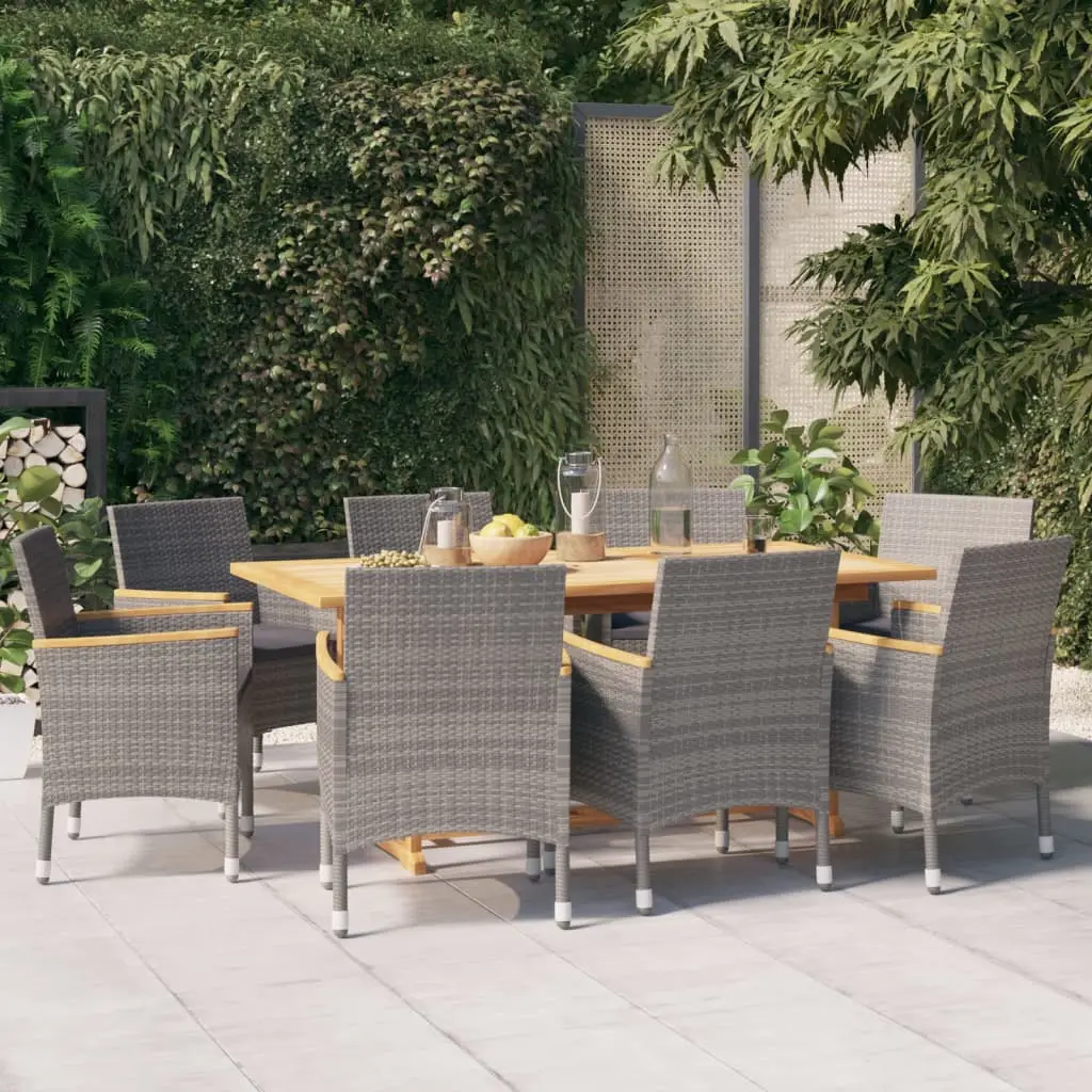 Ensemble à manger de jardin 9 pcs avec coussins Gris vidaXL 3103587