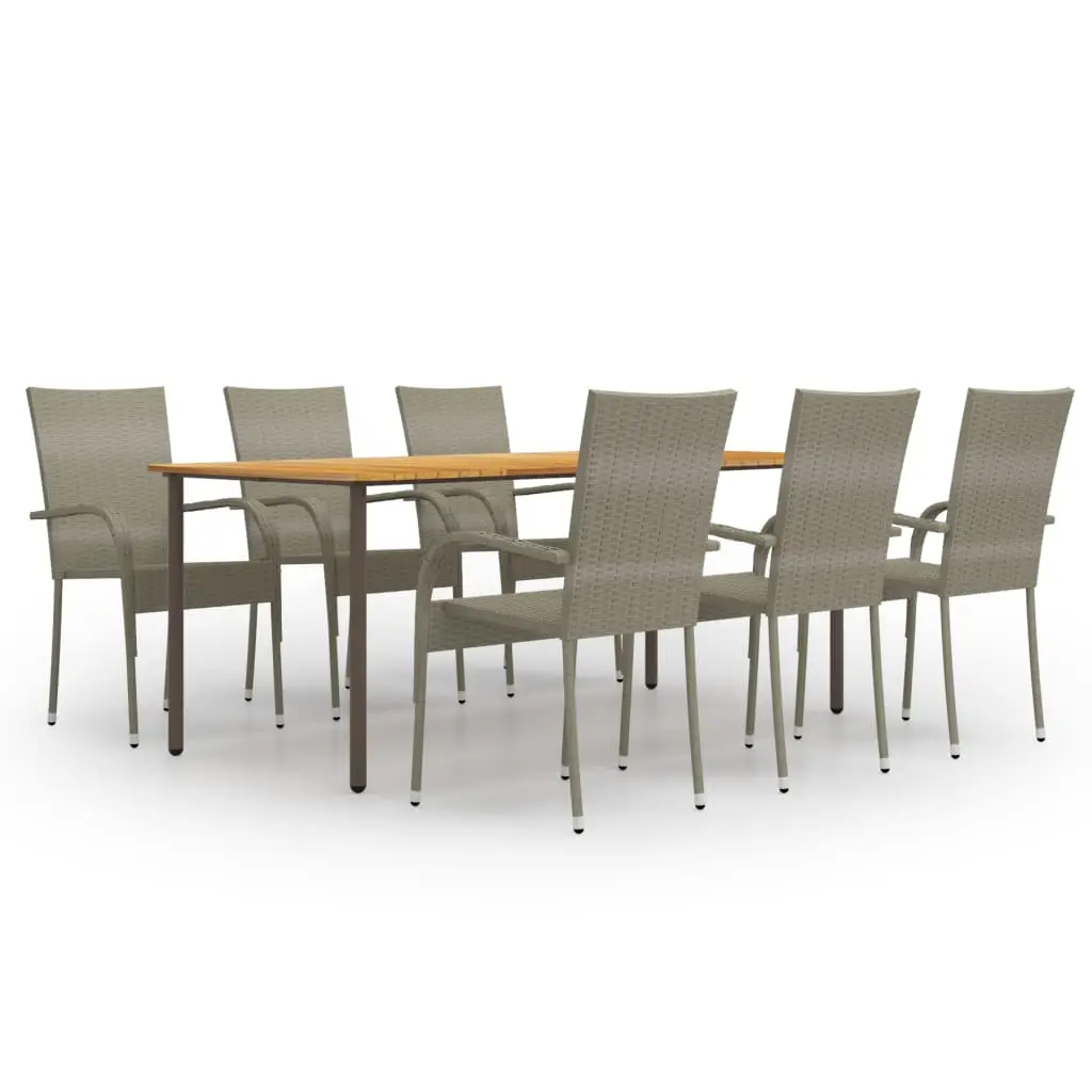 Ensemble à manger de jardin 7 pcs Résine tressée Gris vidaXL 3072503