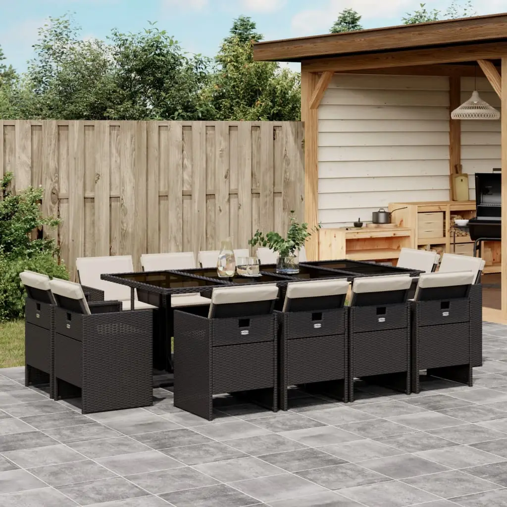 Ensemble à manger de jardin 13 pcs coussins noir résine tressée vidaXL 3277805