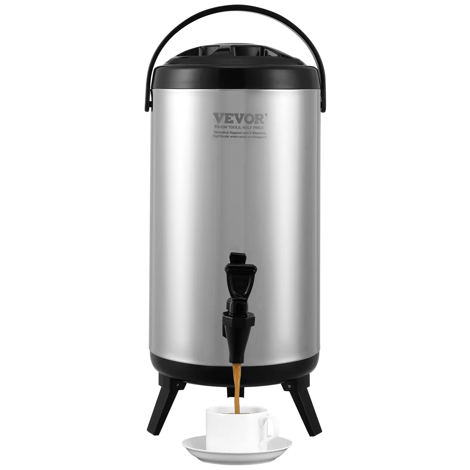 VEVOR Distributeur boissons isotherme 9,2 L, eau chaude/froide non électrique. Inox.
