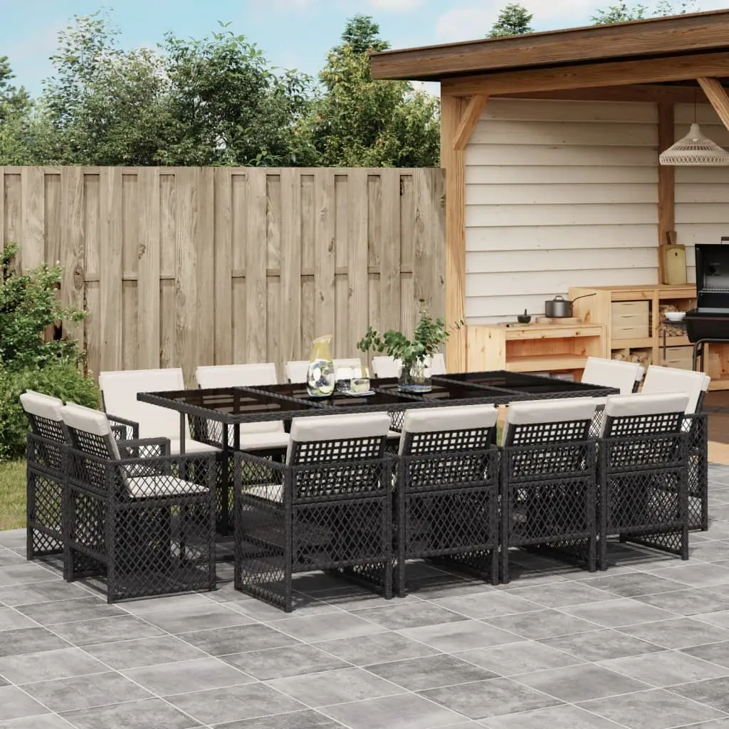 Ensemble à manger de jardin 13 pcs coussins noir résine tressée vidaXL 3210858