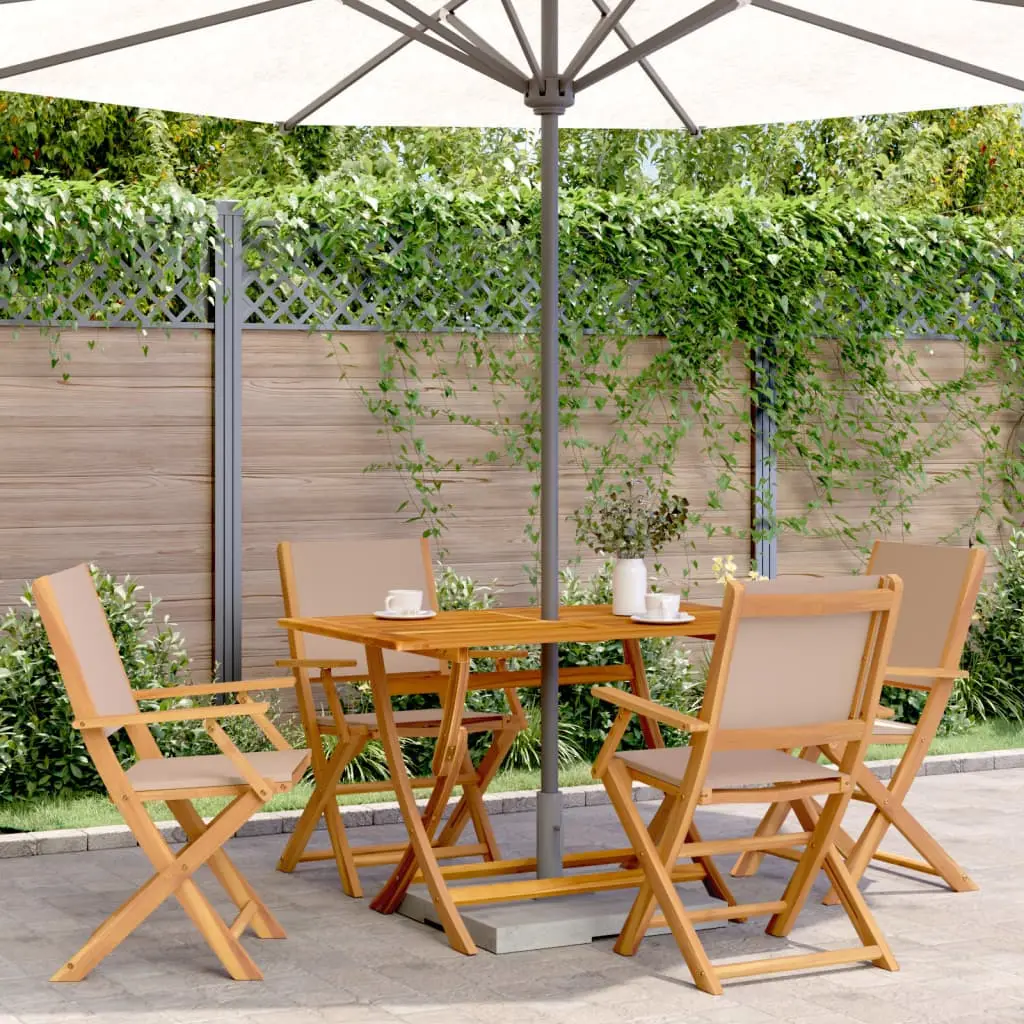 Ensemble à manger de jardin 5 pcs taupe tissu et bois massif vidaXL 3281702