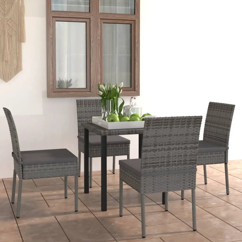 Ensemble à manger de jardin 5 pcs Résine tressée Gris vidaXL 3065700