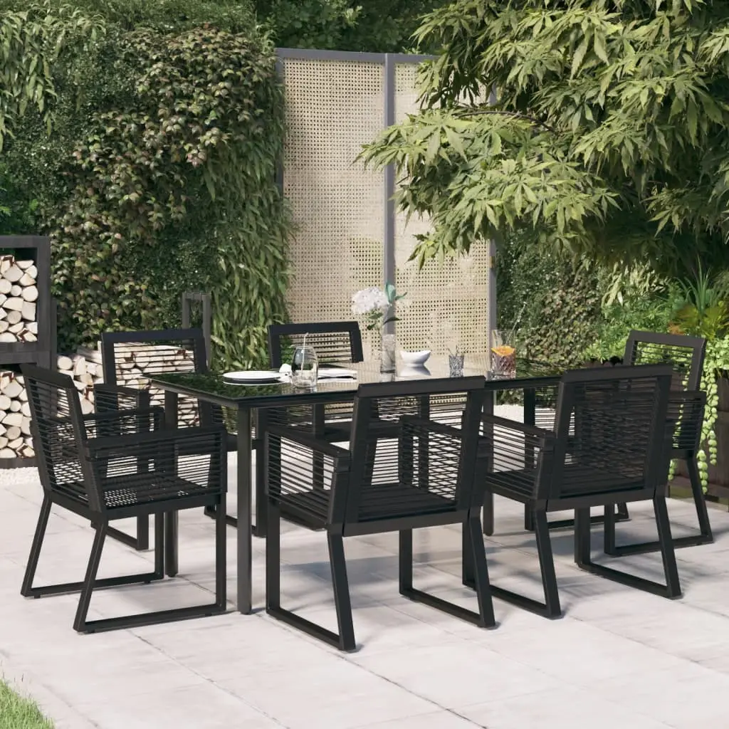 Ensemble à manger de jardin 7 pcs Noir Rotin PVC vidaXL 3156545