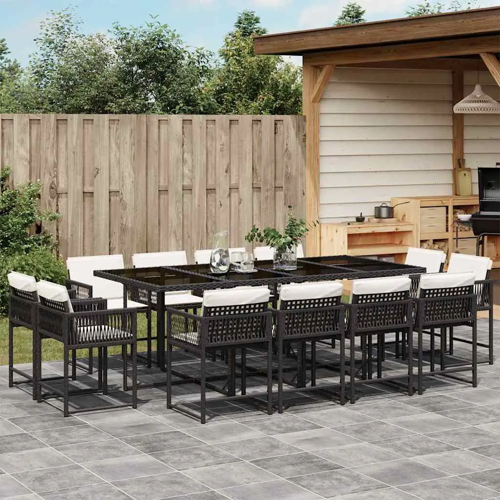 Ensemble à manger de jardin 13 pcs coussins noir résine tressée vidaXL 3211578