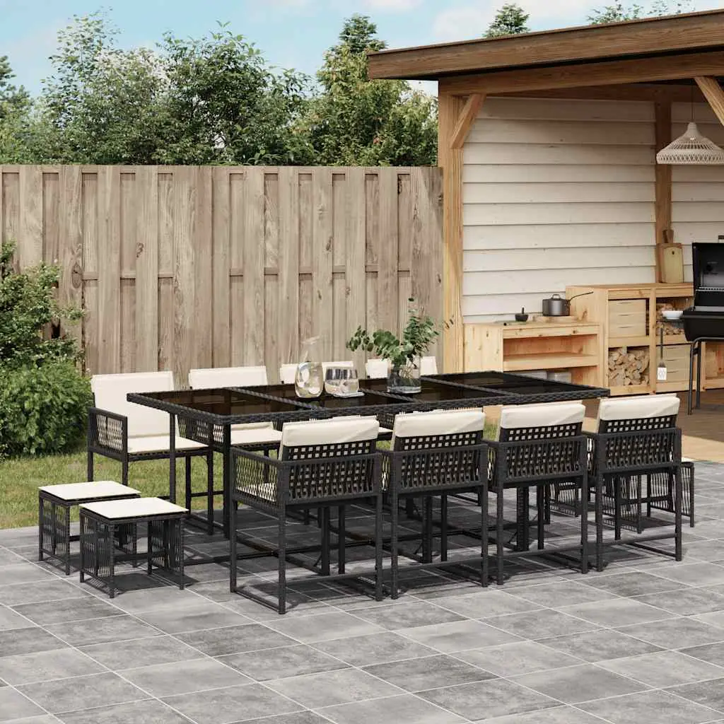 Ensemble à manger de jardin 13 pcs coussins noir résine tressée vidaXL 3211518