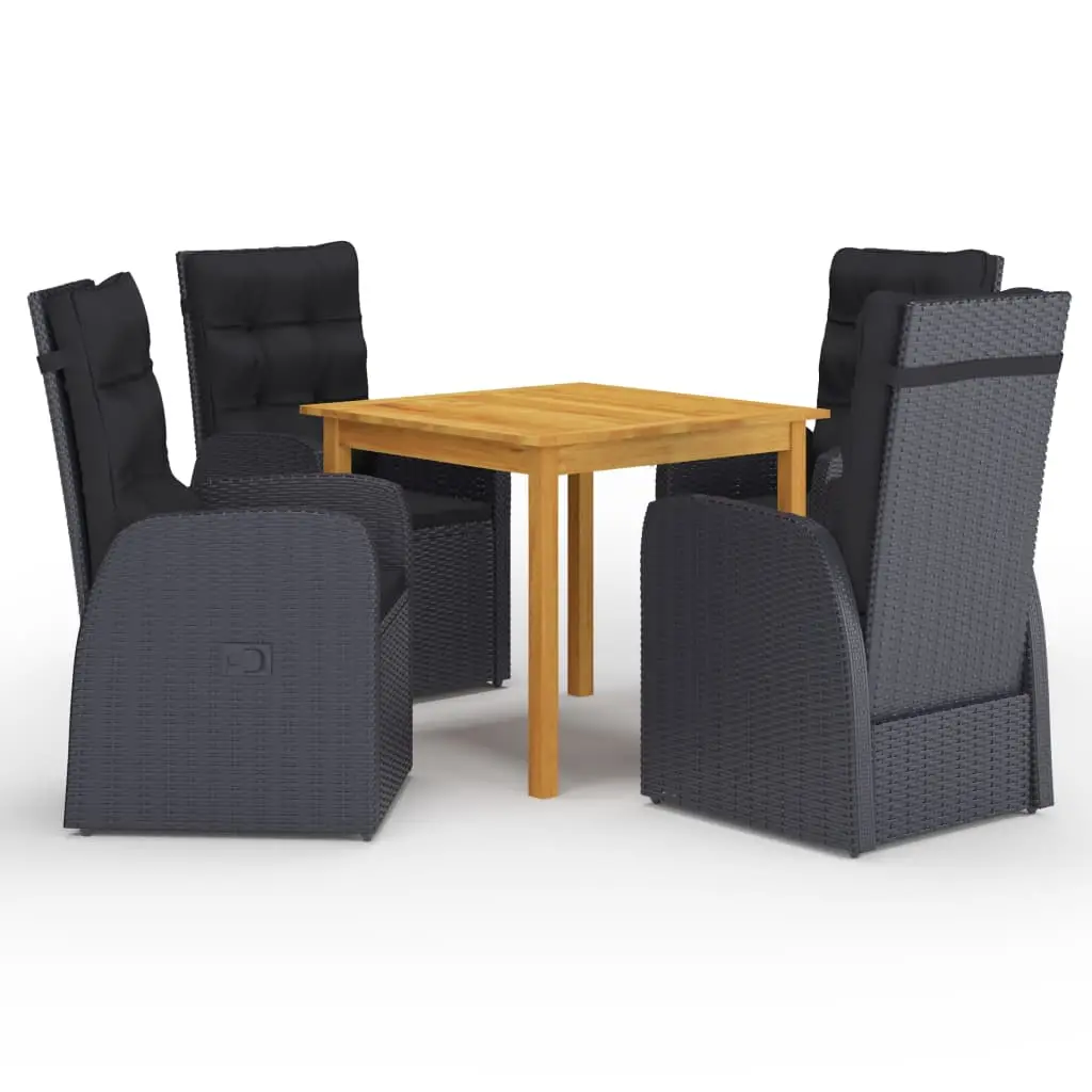 Ensemble à manger de jardin 5 pcs Noir vidaXL 3067719