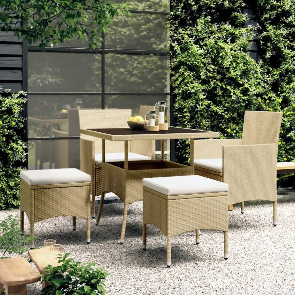 Ensemble à manger de jardin 5 pcs Résine tressée Beige vidaXL 3058330