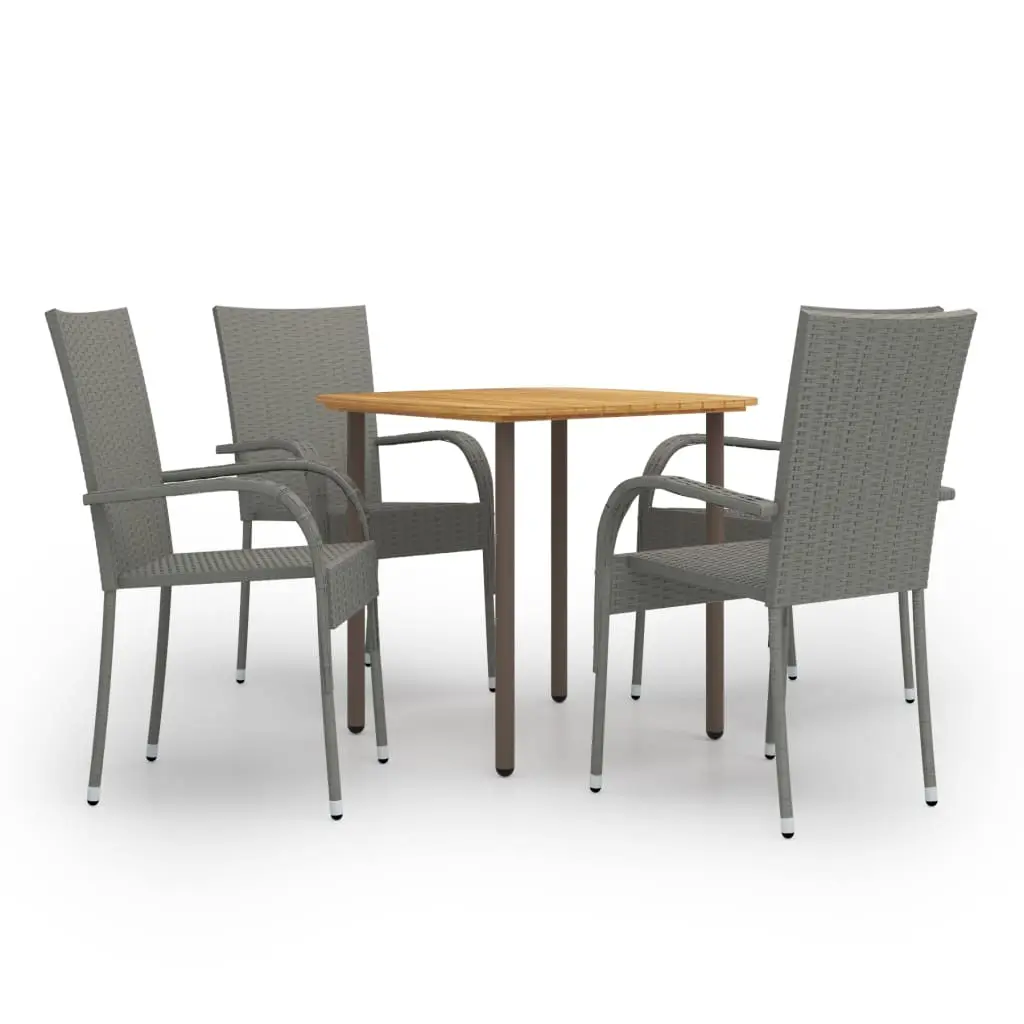 Ensemble à manger de jardin 5 pcs Résine tressée Gris vidaXL 3072486