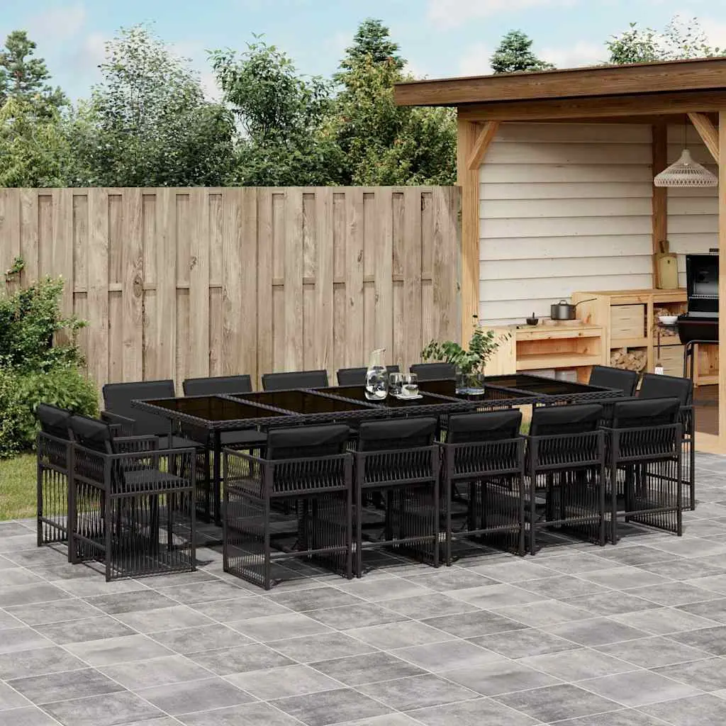 Ensemble à manger de jardin 15 pcs coussins noir résine tressée vidaXL 3211771