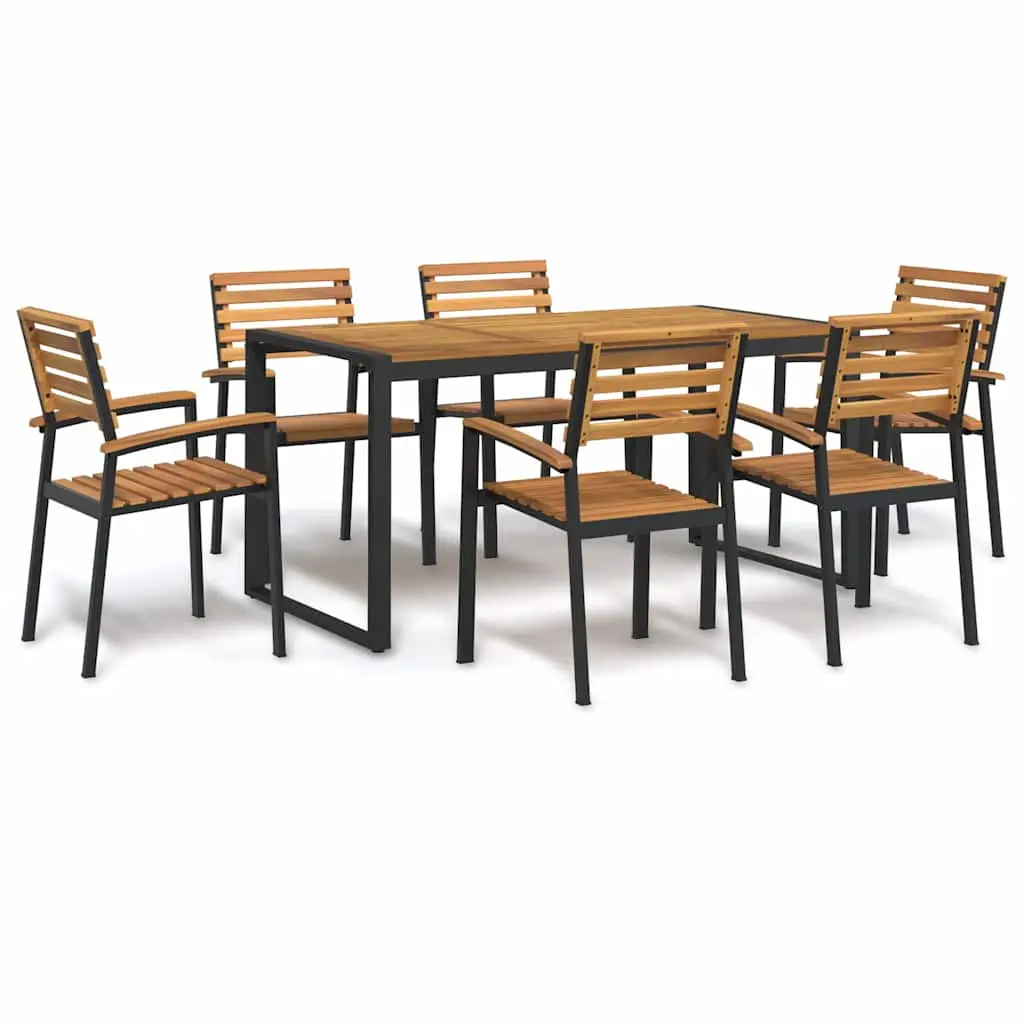Ensemble à manger de jardin 7 pcs bois d’acacia solide et métal vidaXL 3155409