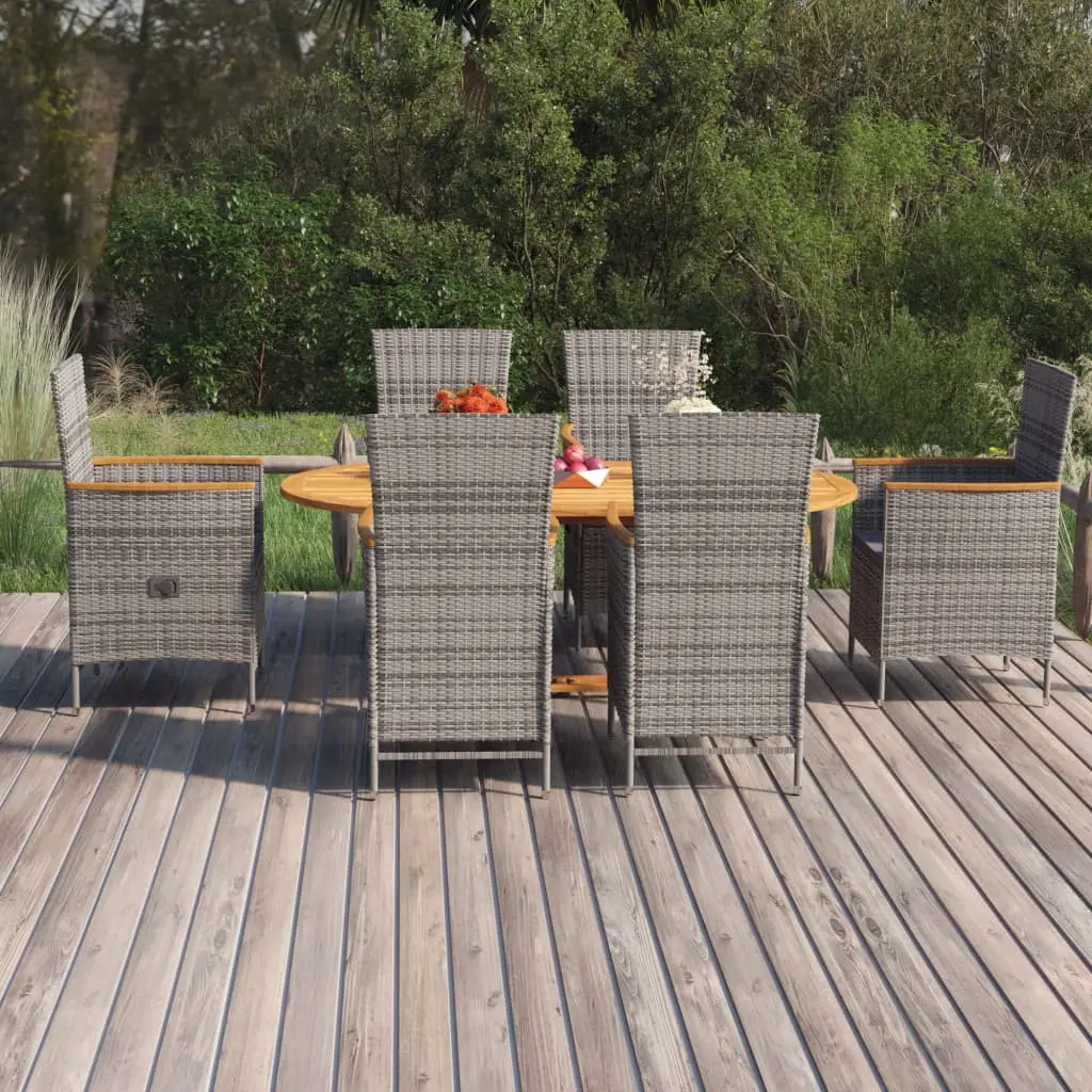 Ensemble à manger de jardin 7 pcs Résine tressée Gris vidaXL 3070767