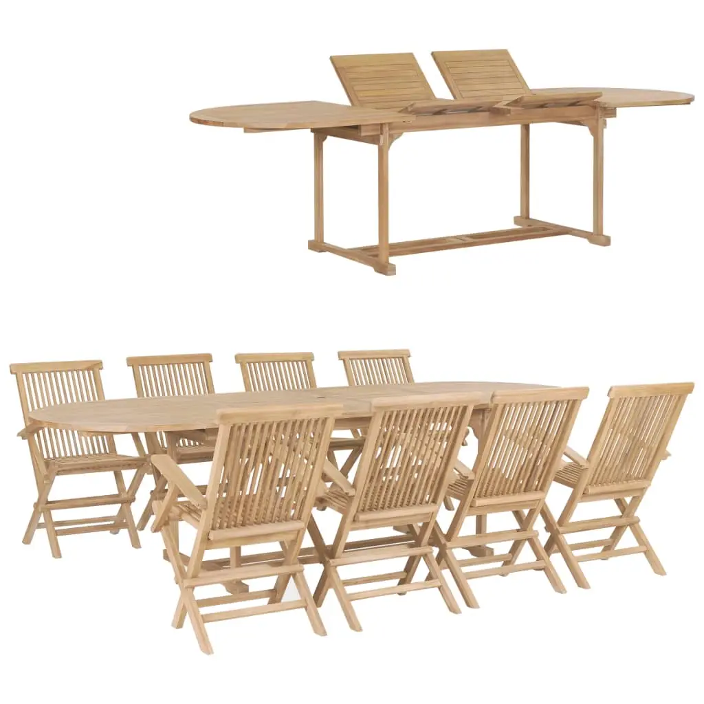 Ensemble à manger de jardin 9 pcs 180-280x100x75 cm Teck massif vidaXL 44681