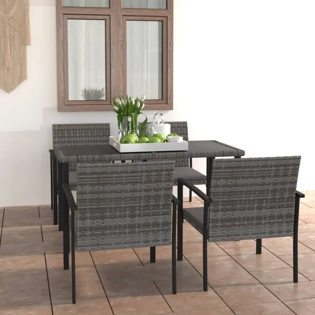 Ensemble à manger de jardin 5 pcs Résine tressée Gris vidaXL 3065713
