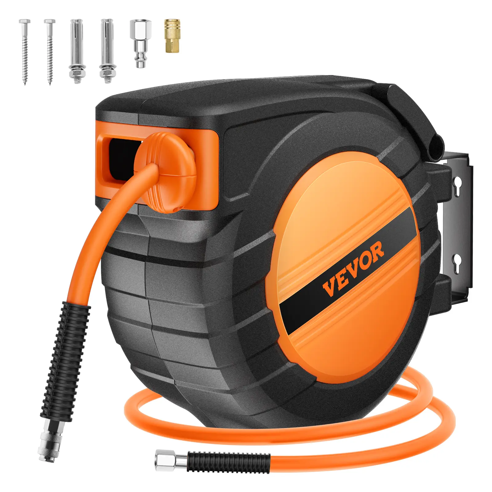VEVOR Enrouleur tuyau air comprimé hybride, 9,53 mm x 15,24 m, 300 PSI. Rembobinage auto, montage mur/plafond.
