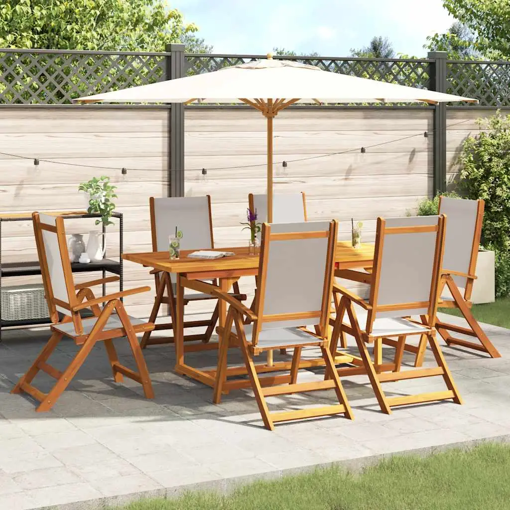 Ensemble à Manger de jardin 7pcs bois d’acacia solide textilène vidaXL 3279297