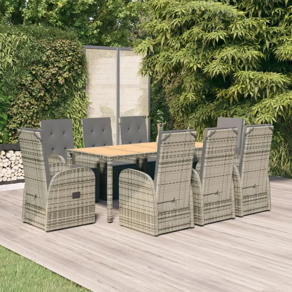 Ensemble à manger de jardin 9 pcs coussins gris résine tressée vidaXL 3157596