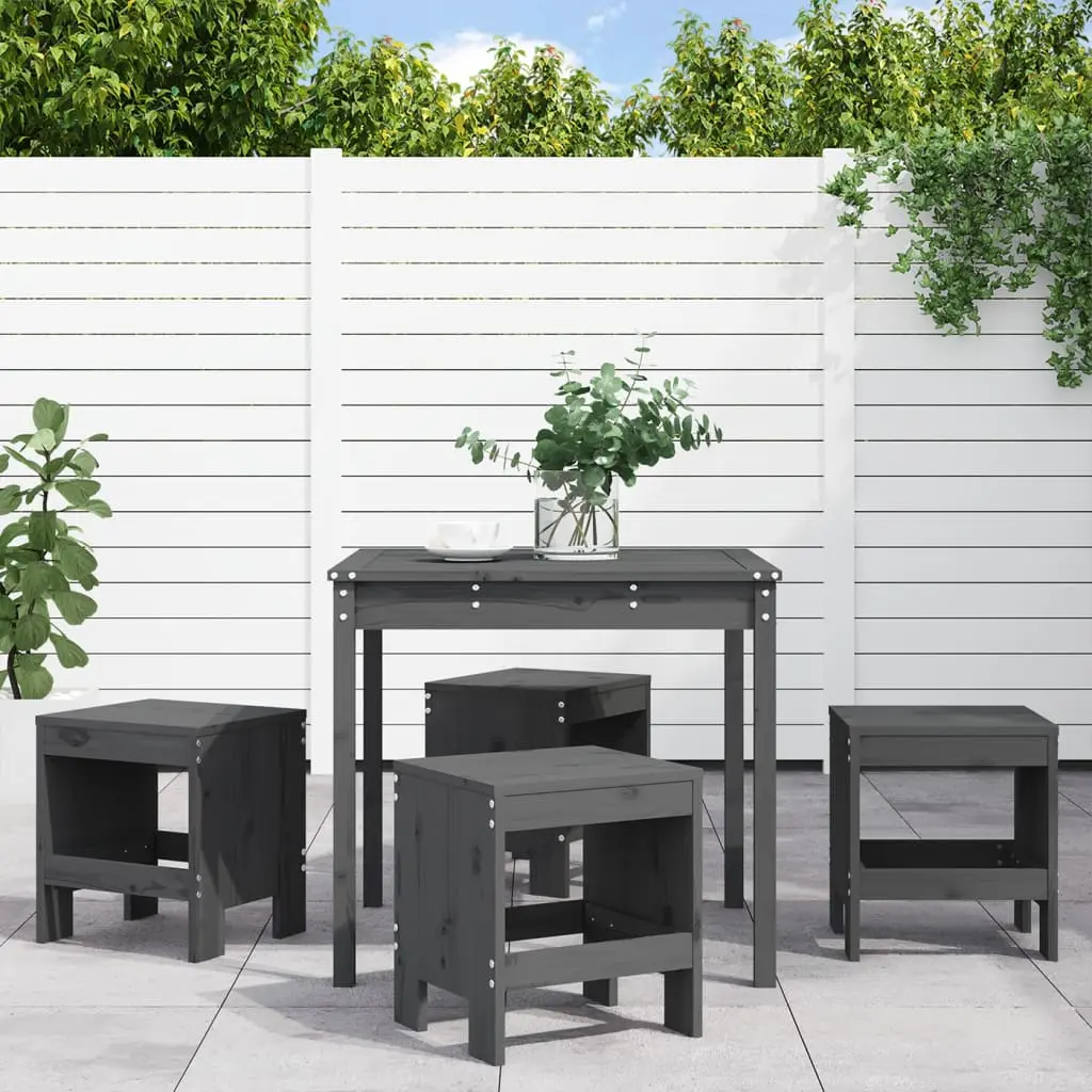 Ensemble à manger de jardin 5pcs gris bois massif de pin vidaXL 3157711