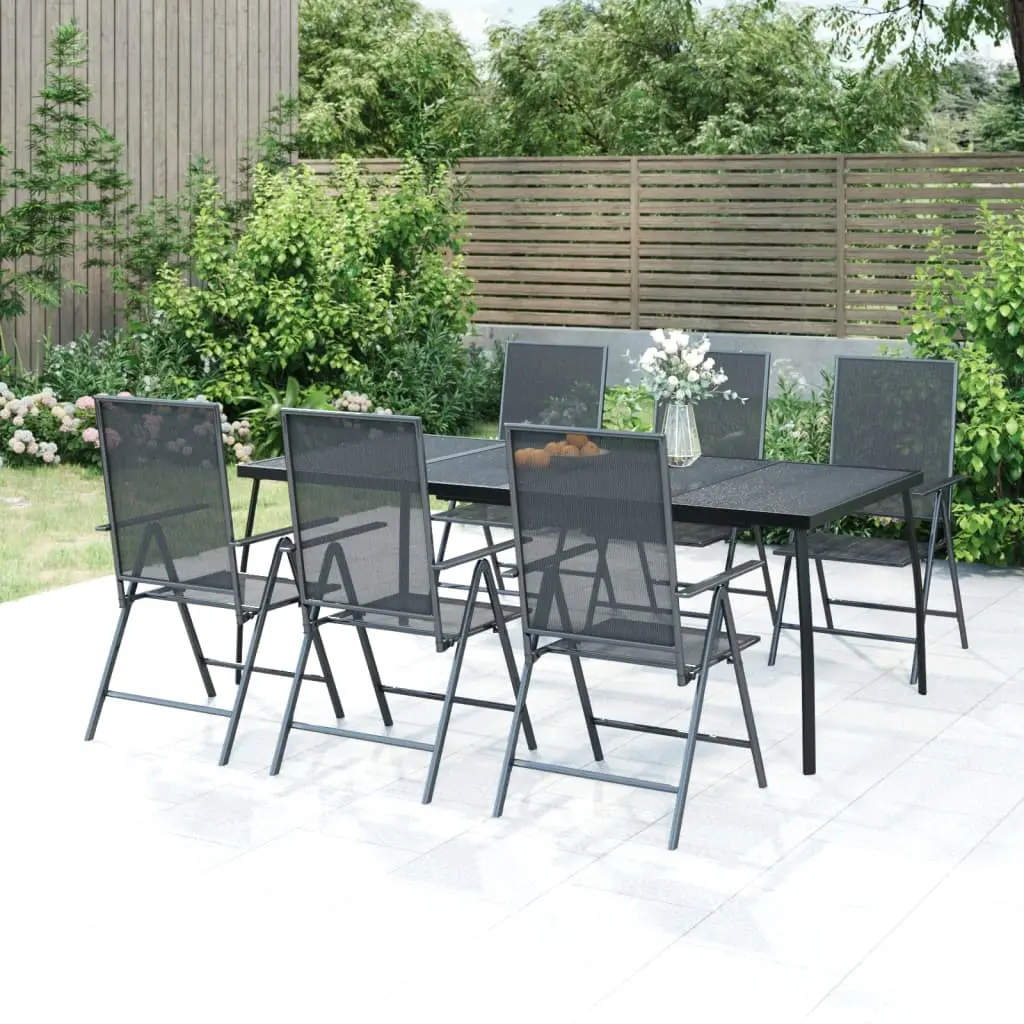 Ensemble à manger de jardin 7 pcs anthracite acier vidaXL 3187983