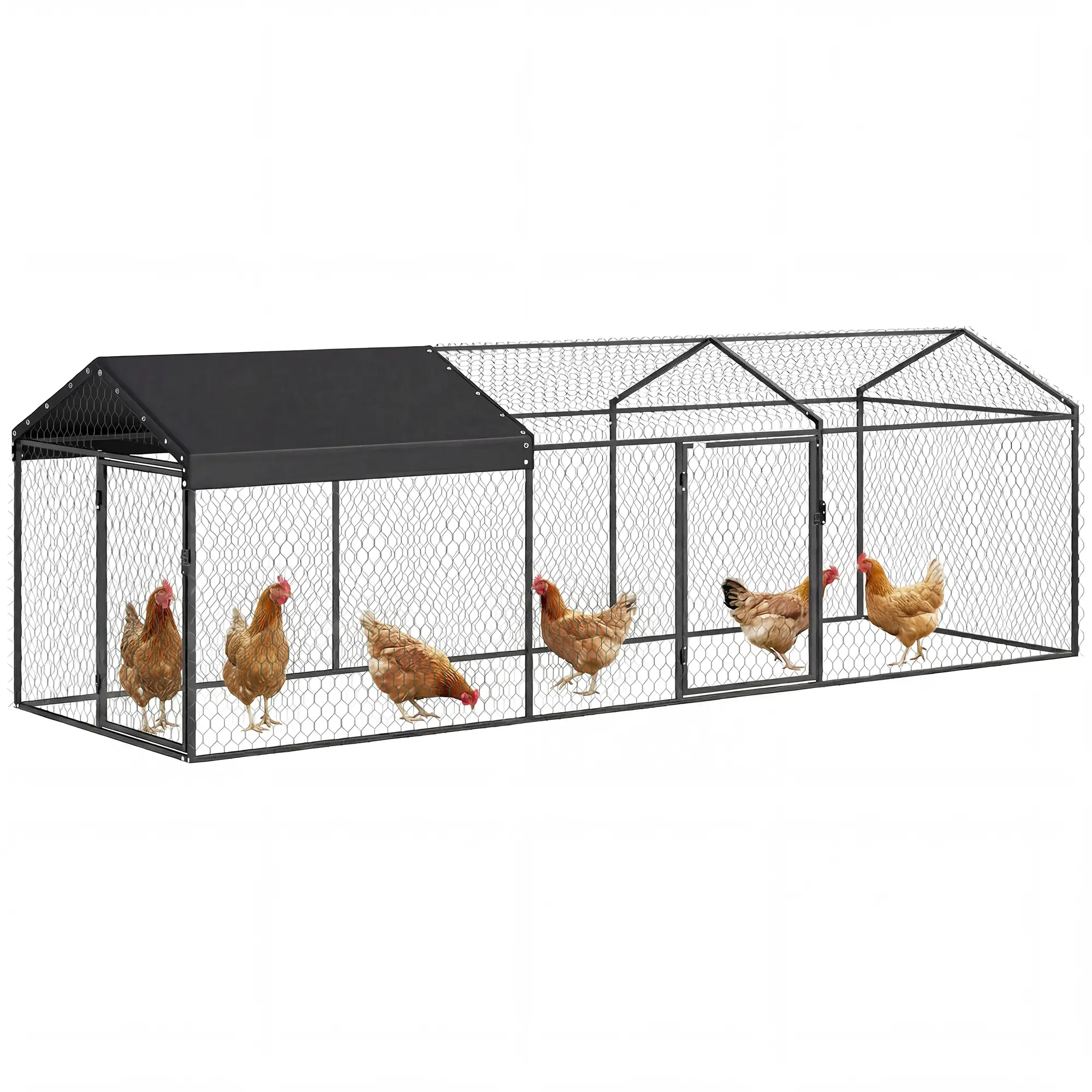 Enclos poulailler métal extérieur bâche anti-UV 300x100x100cm noir – ComfortXL Outdoor Living