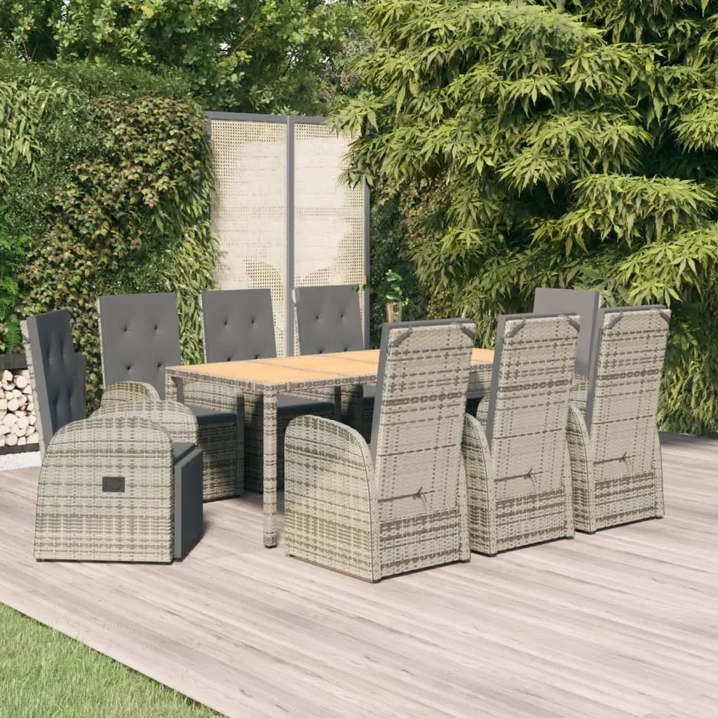 Ensemble à manger de jardin 9 pcs coussins gris résine tressée vidaXL 3157590