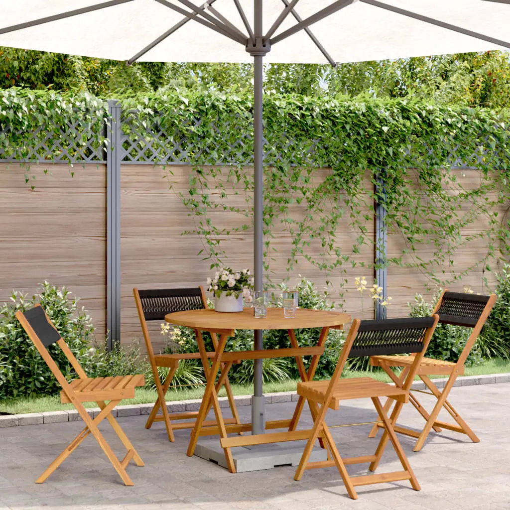 Ensemble à manger de jardin 5pcs noir polypropylène bois massif vidaXL 3281769