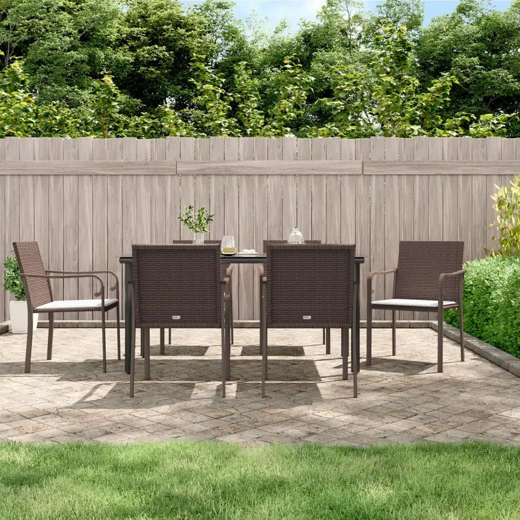 Ensemble à manger de jardin 7 pcs coussins résine tressée acier vidaXL 3186962