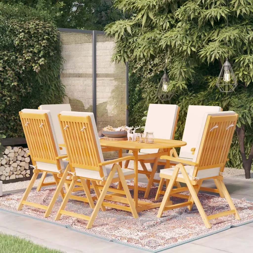 Ensemble à manger de jardin 7 pcs coussins Bois de teck massif vidaXL 3059532