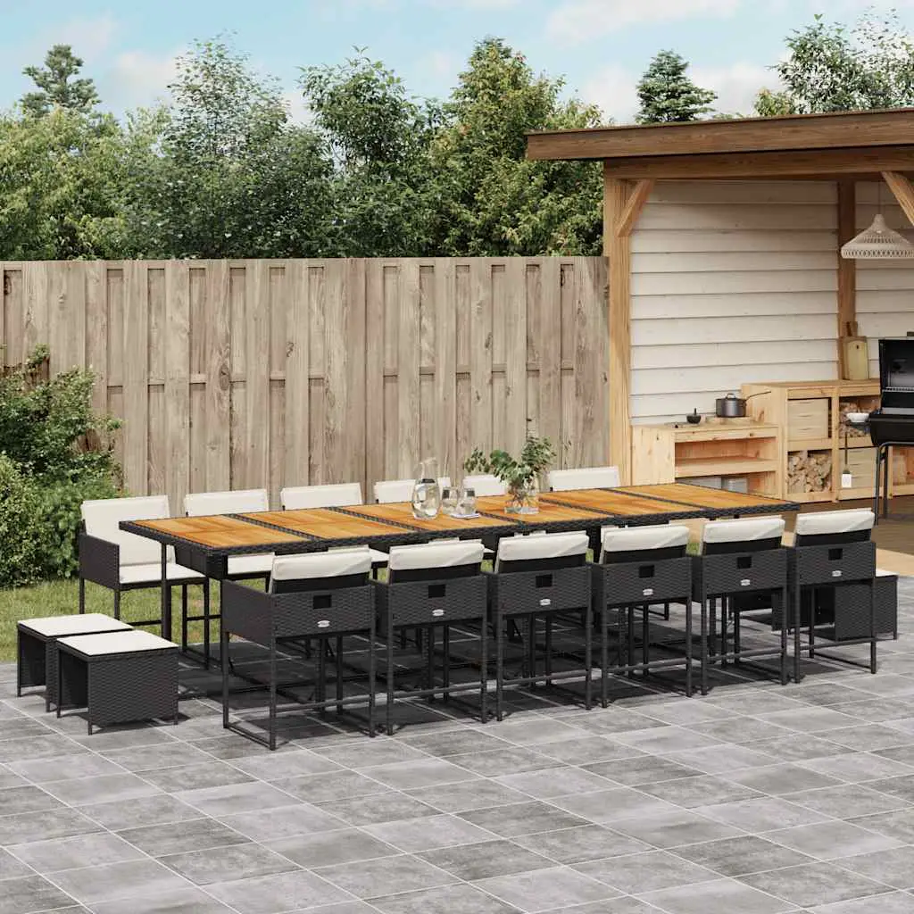 Ensemble à manger de jardin 17 pcs coussins noir résine tressée vidaXL 3211371