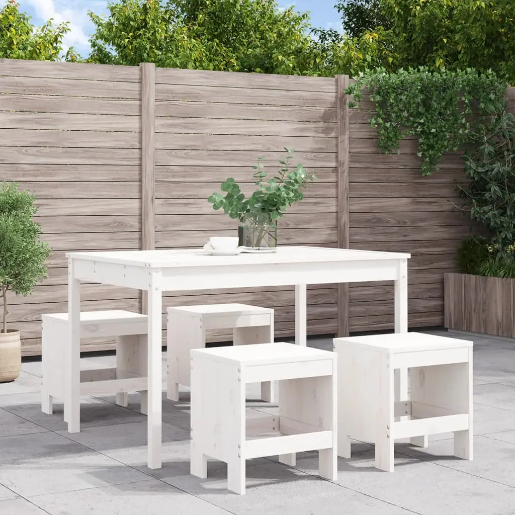 Ensemble à manger de jardin 5pcs blanc bois massif de pin vidaXL 3157716