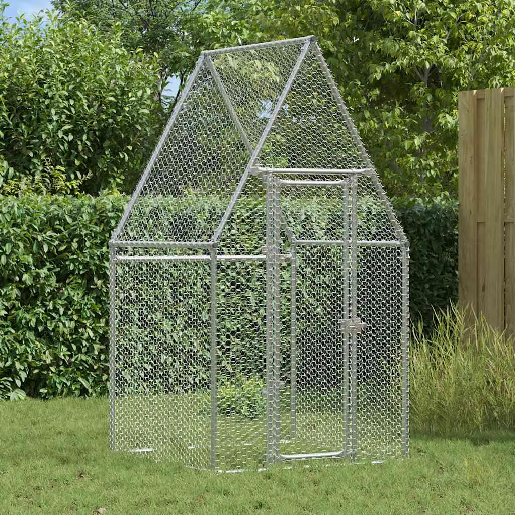 Enclos poulailler extérieur acier galvanisé pour jardin Argenté 100x100x190 cm – ComfortXL Outdoor Living