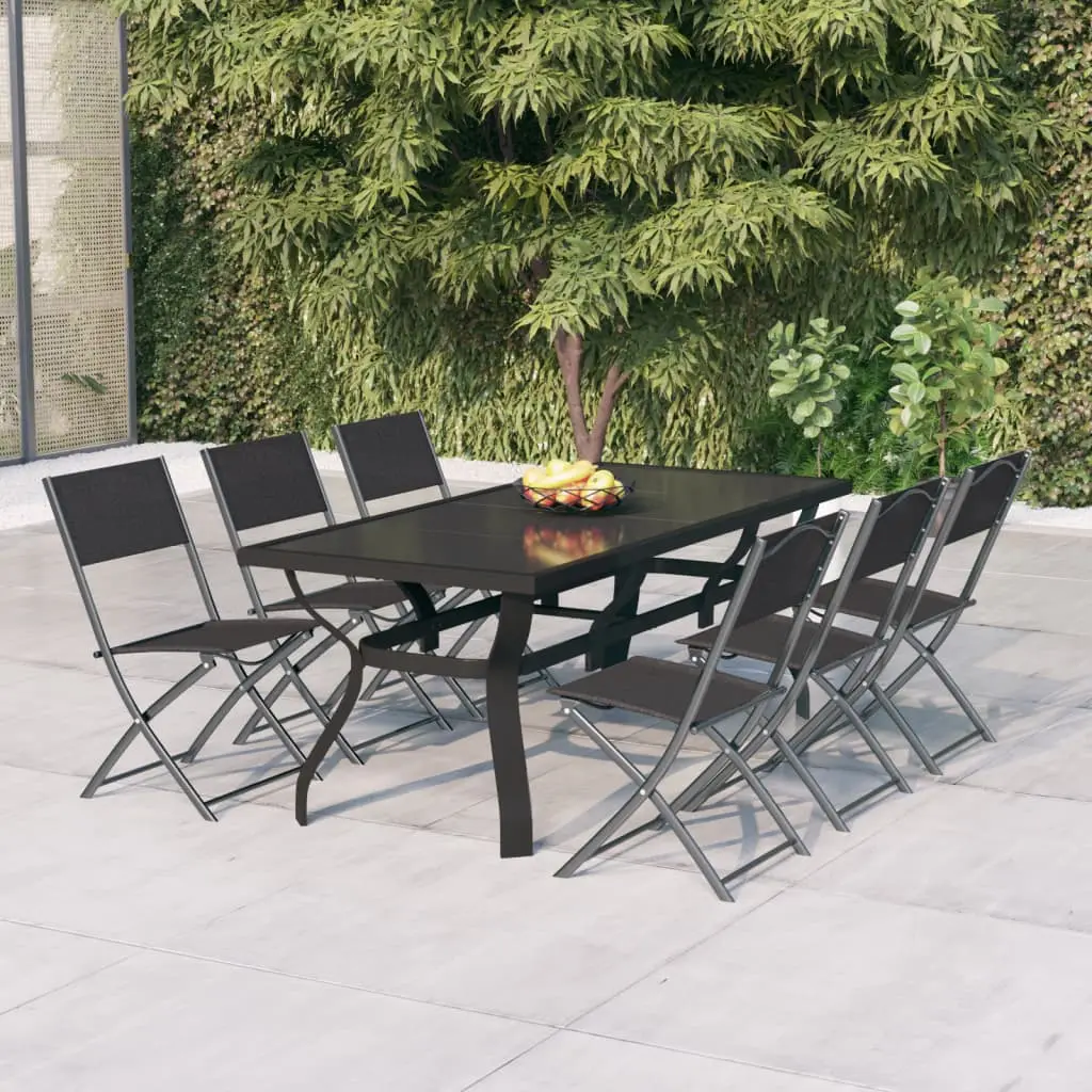 Ensemble à manger de jardin 7 pcs Gris et noir vidaXL 3102919