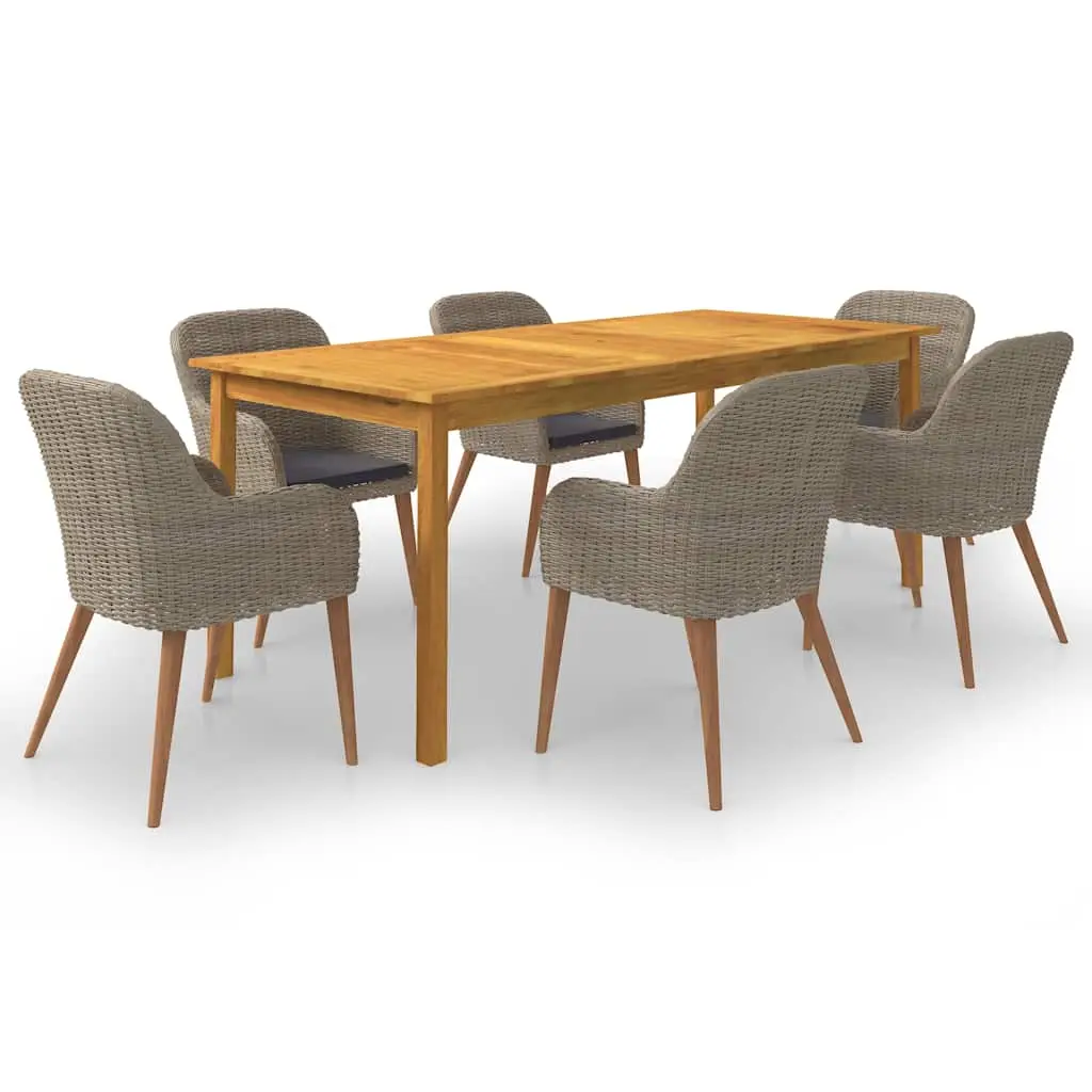 Ensemble à manger de jardin 7 pcs Marron vidaXL 3067919
