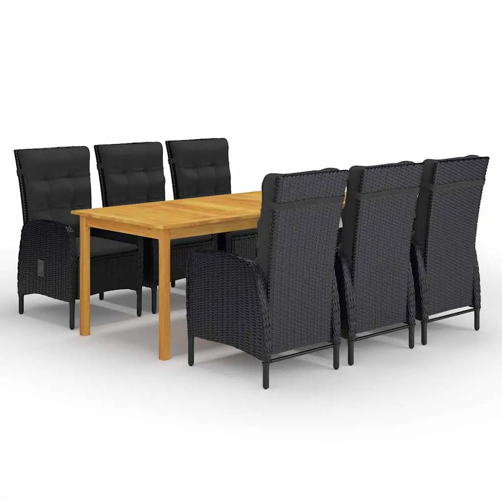Ensemble à manger de jardin 7 pcs Noir vidaXL 3067868