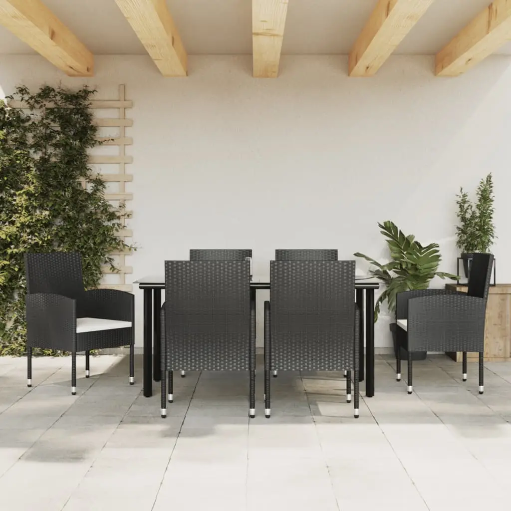 Ensemble à manger de jardin 7 pcs noir résine tressée et acier vidaXL 3203317
