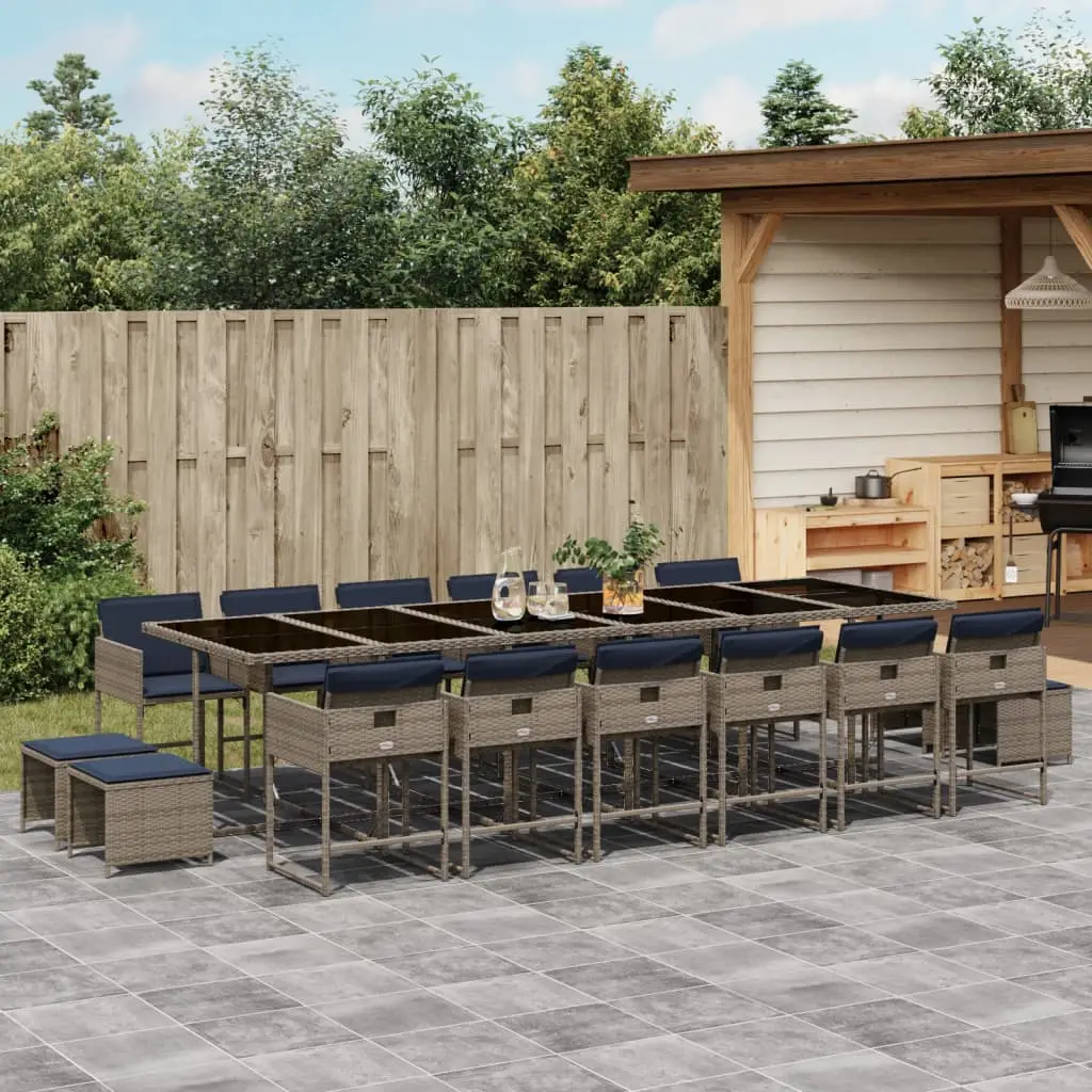 Ensemble à manger de jardin 17 pcs et coussins résine tressée vidaXL 3278136