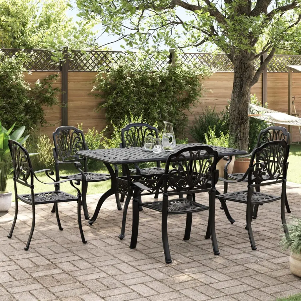 Ensemble à manger de jardin 7 pcs noir aluminium coulé vidaXL 3216313