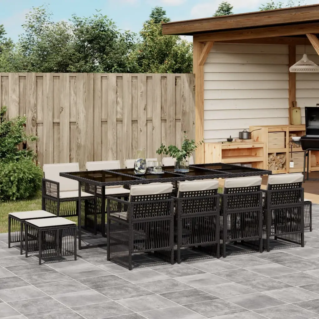 Ensemble à manger de jardin 13 pcs coussins noir résine tressée vidaXL 3210978