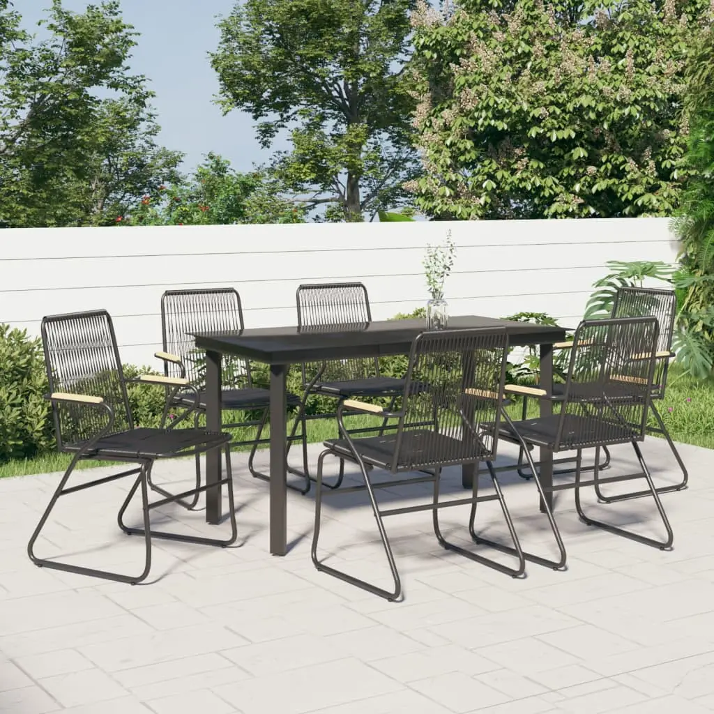 Ensemble à manger de jardin 7 pcs Noir Rotin PVC vidaXL 3099212
