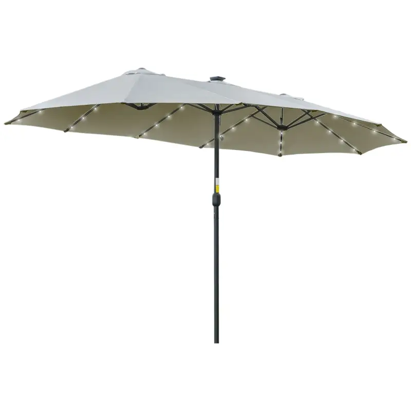 Parasol double polyester acier jardin avec éclairage LED solaire 450cm gris – ComfortXL Outdoor Living