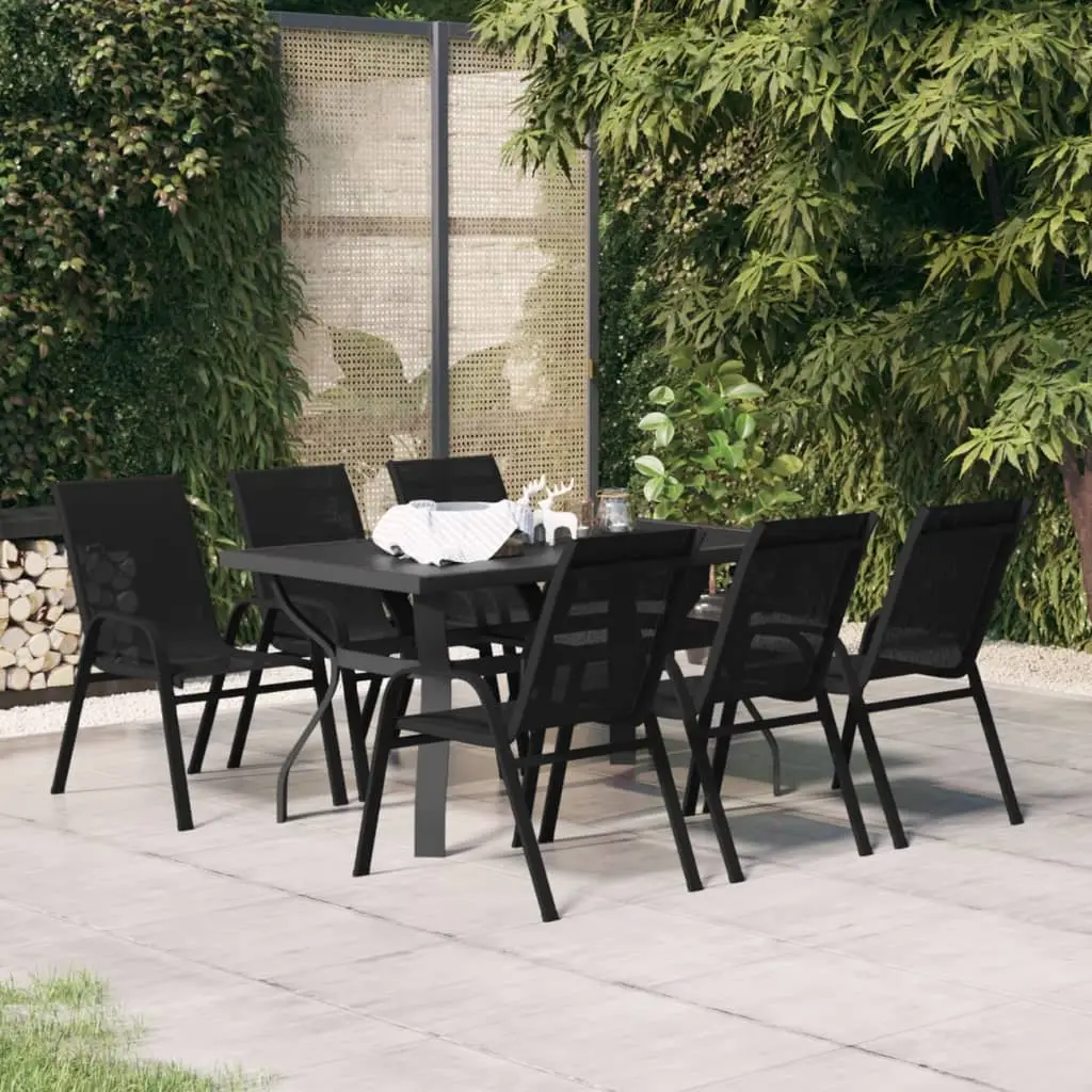 Ensemble à manger de jardin 7 pcs Noir vidaXL 3095985