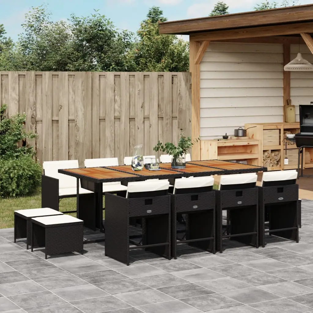 Ensemble à manger de jardin 13 pcs coussins noir résine tressée vidaXL 3277934